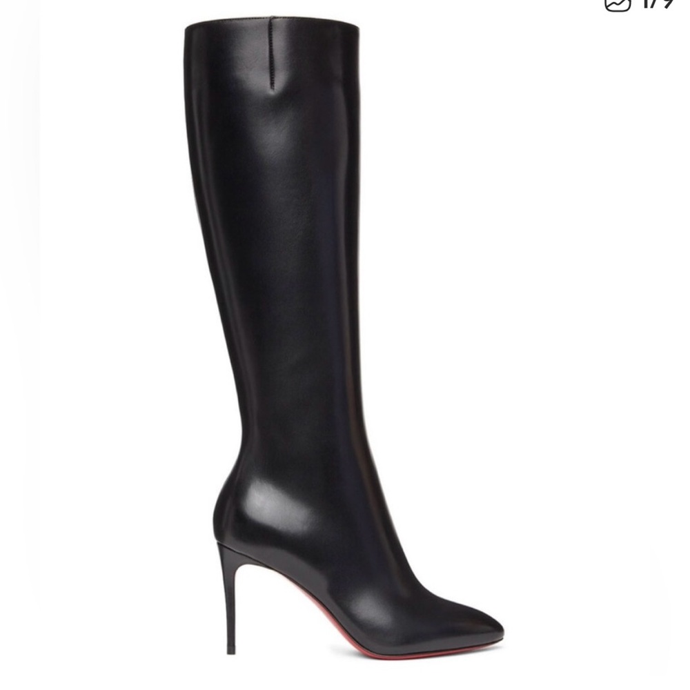 Christian Louboutin Eloise 85 Black Napa Leather High Heeled Boots